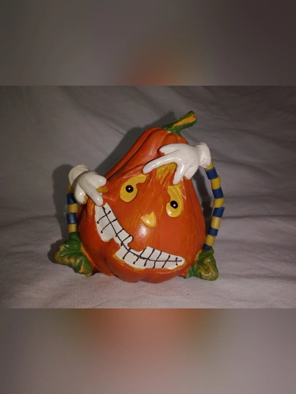 Halloween Funny Pumpkin Jack O Lantern Face Spooky Arms Figurine 3